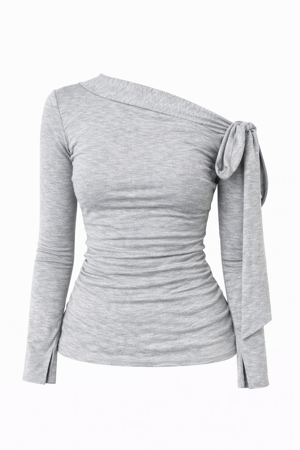 ASYMMETRIC LONG-SLEEVE TOP - GRAY