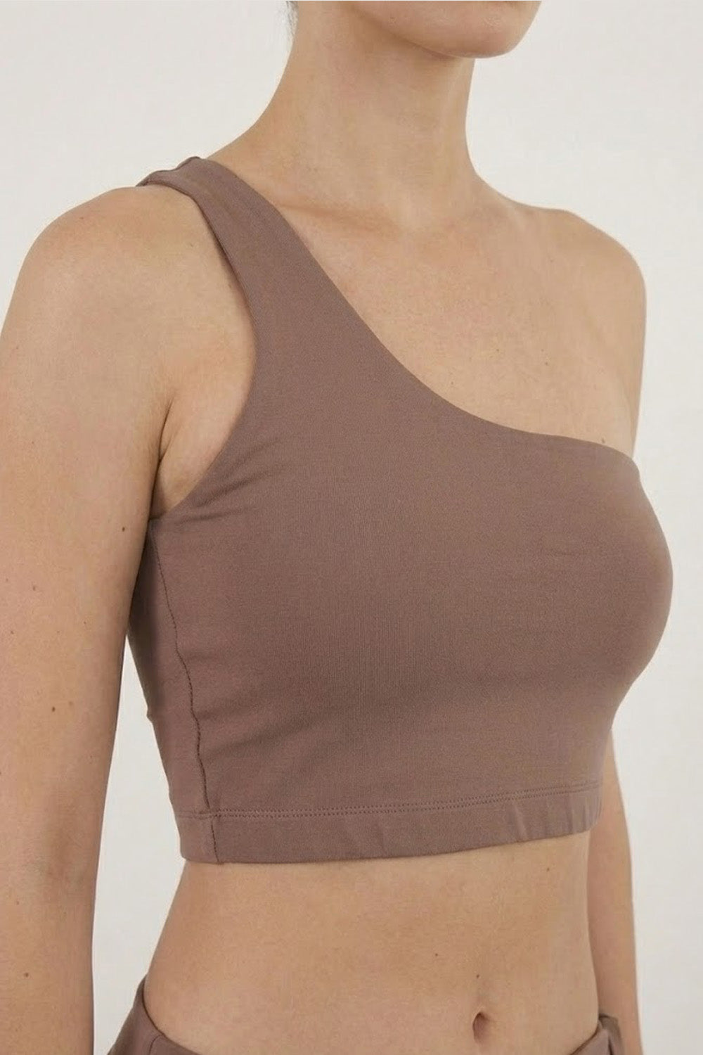 ASYMMETRIC CROP TOP - BROWN