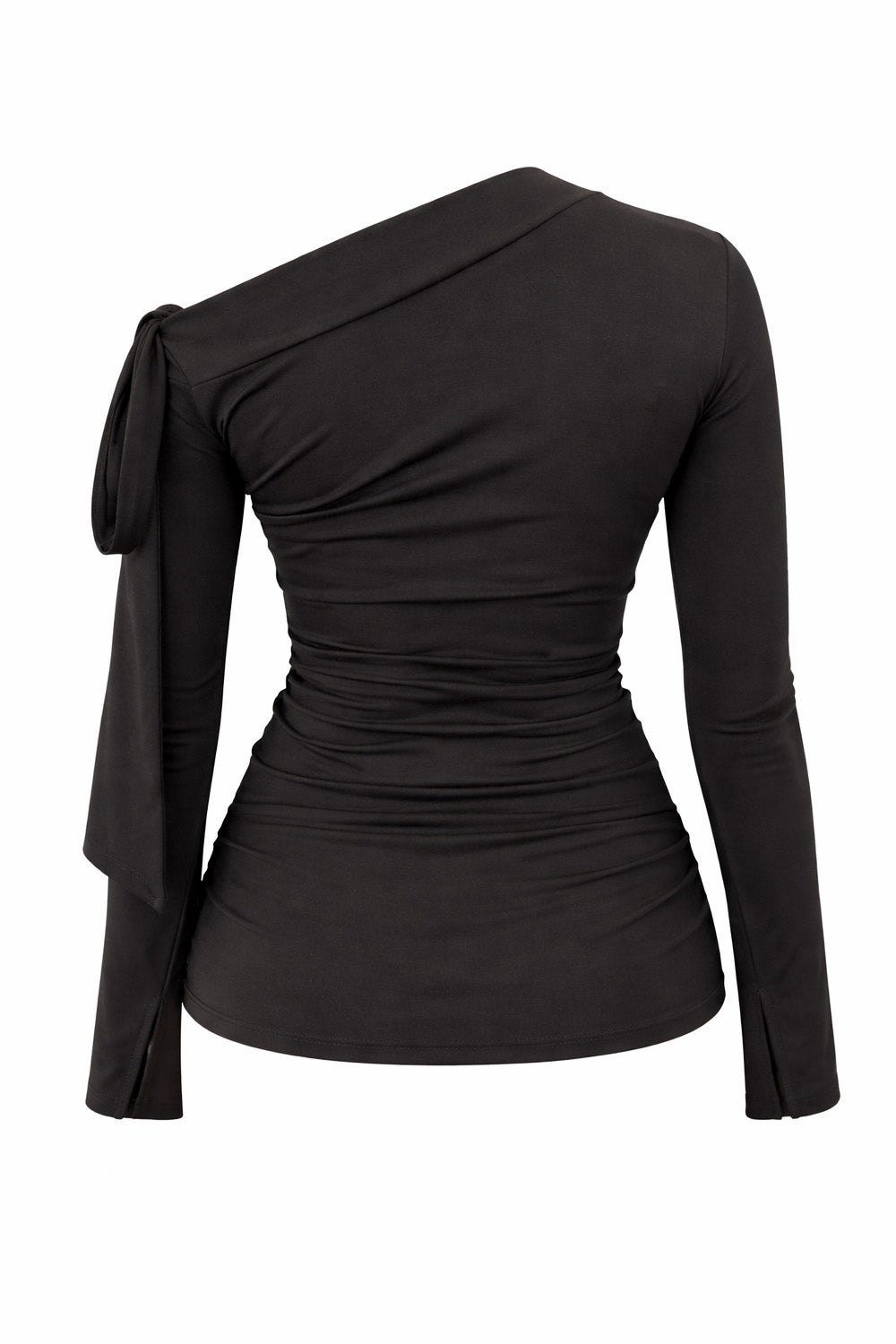 ASYMMETRIC LONG-SLEEVE TOP - BLACK
